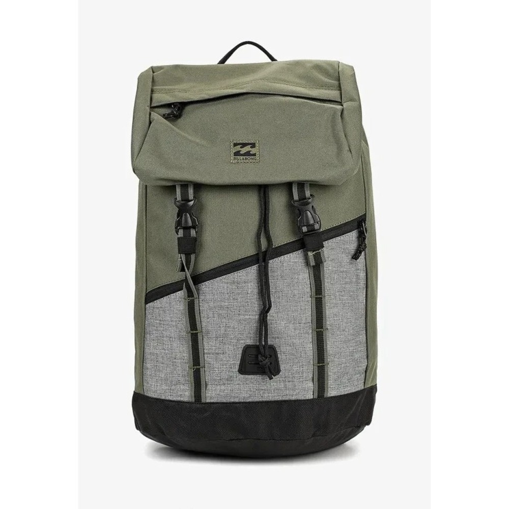 Billabong Green/Gray Track Backpack L19 Military Laptop Bookbag Multiple Zipper
